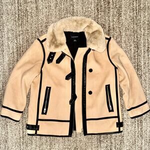 Club Monaco Camel Mixed Media Moto Coat Jacket for Women